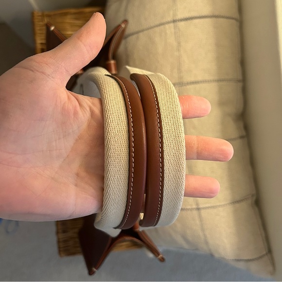 Chloe Brown Tote Bag with Cream Straps - Picture 4 of 16